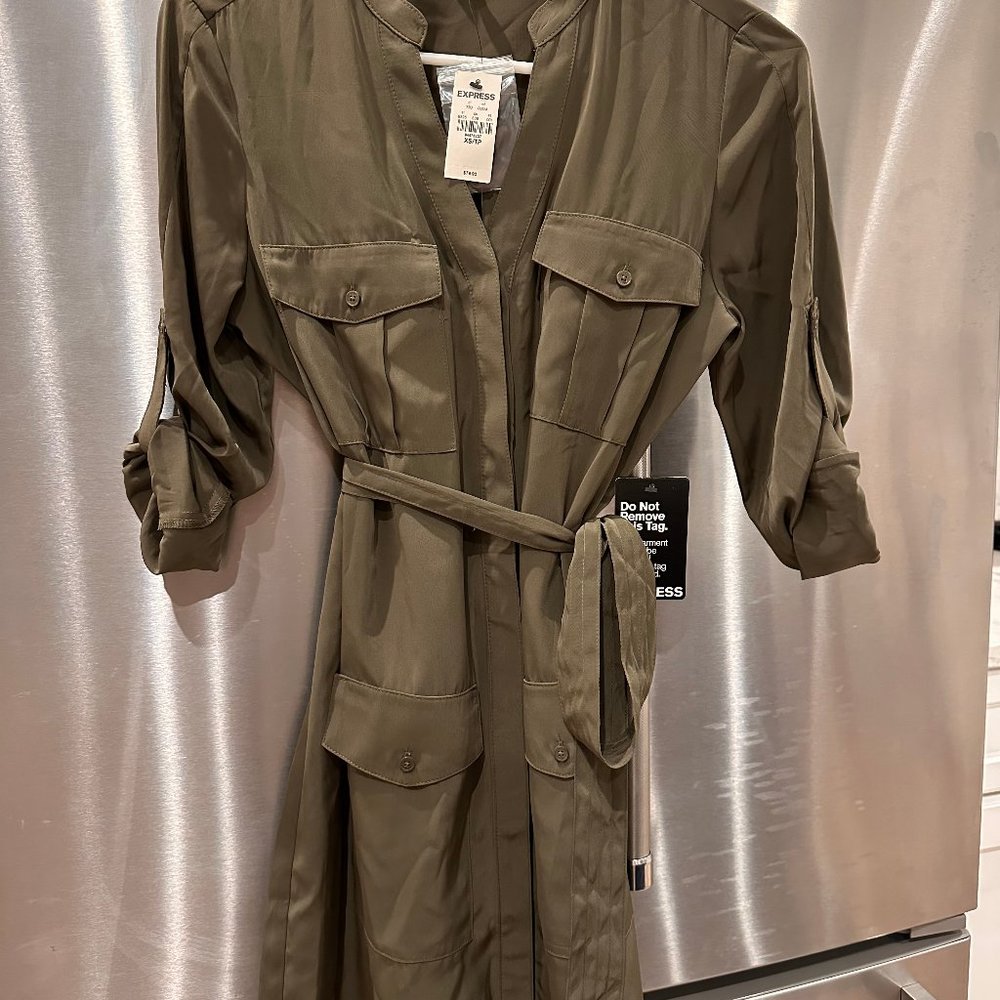 Express army green XS shirt dress